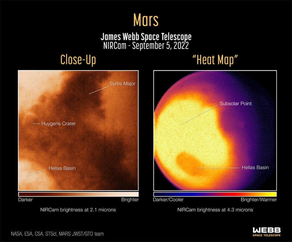 Nasa divulga primeiras imagens de Marte captadas pelo telescópio James Webb